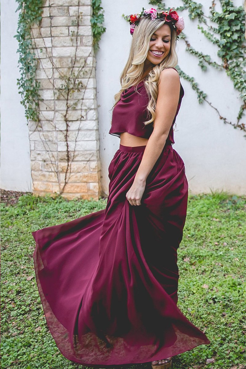 Chiffon Reversible Crop Top Bridesmaid Dresses