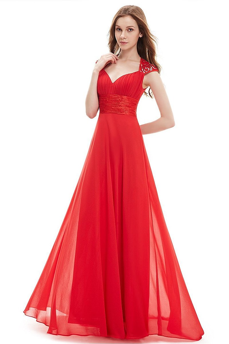 OKdress Chiffon Long Red Formal Prom Dress  Okeydress