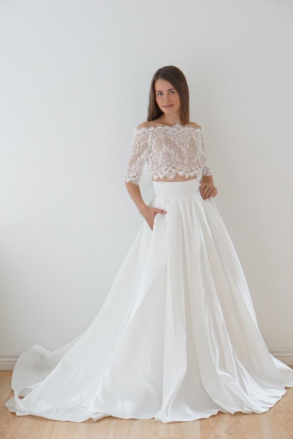 Two Piece Satin Wedding Dress LULU SKIRT Satin Two-Piece Bridal