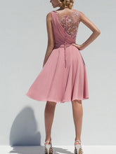 Modern Chiffon Appliqued Covered Button A-line/Princess Bridesmaid Dresses