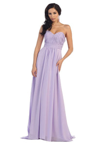 OKDRESS Strapless A-line Sweetheart Long Chiffon Lace-up Lilac Bridesmaids Dresses