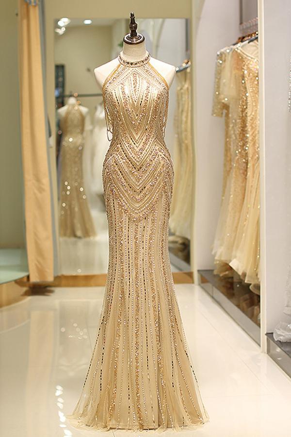 Elegant Mermaid Evening Dresses with Beads