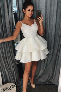 Short Spaghetti Straps V-Neck Homecoming Dress