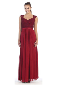 Plus Size Sleeveless Sweetheart Lace Applique Chiffon Burgundy Long Prom Dress