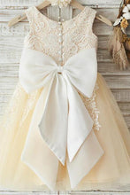 Sleeveless A-Line/Princess Knee-Length Flower Girl Dress With Bow(s)