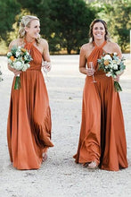 A-Line Halter Floor-Length Bridesmaid Dress With Pleats