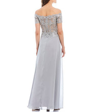 A-Line Off-the-Shoulder Floor Length Chiffon Prom Dresses With Lace Sequins