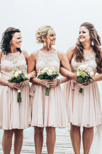 Lace & Chiffon Short Bridesmaid Dresses
