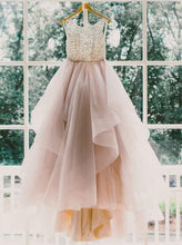 Princess A-Line Sleeveless Beading Open Back Bridal Dress