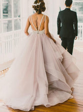 Princess A-Line Sleeveless Beading Open Back Bridal Dress