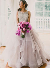 Princess A-Line Sleeveless Beading Open Back Bridal Dress