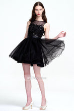 Illusion with Lace Embroidered Top Tulle Short Prom Dress