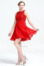OKdress Knee-length Red Cocktail Dress with Illusion Back