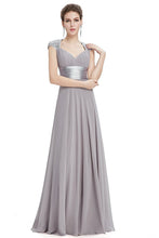 OKdress Chiffon Long Silver Formal Prom Dress