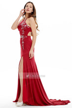 Cheap Halter Sheath/Column Jersey Beading Evening Dresses