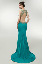 Sexy Mermaid Backless V-Neck Prom Dress with Crystal