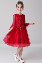 Red Flower Girl Dresses with Sleeves