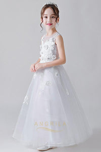 A-Line Jewel Neckline Flower Girl Dresses