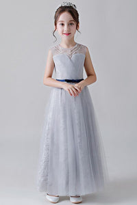 Elegant Long Flower Girl Dresses with Belt