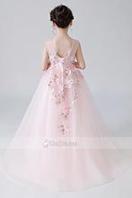Princess Sleeveless Flower Girl Dresses with Handmade Flowers