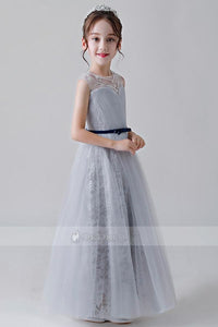 Elegant Long Flower Girl Dresses with Belt