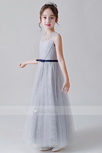 Elegant Long Flower Girl Dresses with Belt