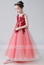 Long Applique Flower Girl Dresses