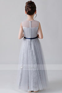 Elegant Long Flower Girl Dresses with Belt