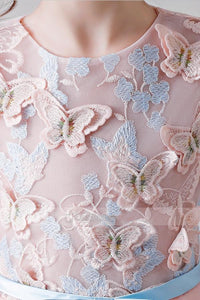 Cute High-Low Jewel Neckline Pink Flower Girl Dresses