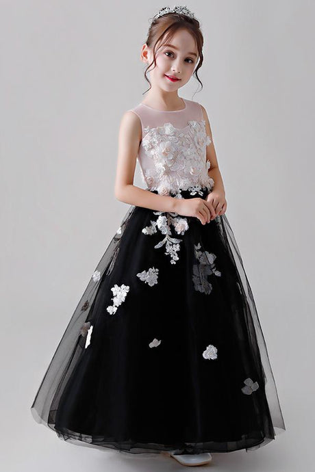 Colored Sleeveless Flower Girl Dresses with Hand-made Flowers