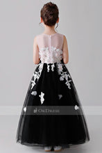 Colored Sleeveless Flower Girl Dresses with Hand-made Flowers