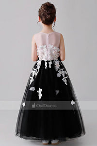 Colored Sleeveless Flower Girl Dresses with Hand-made Flowers