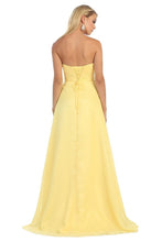 OKDRESS Strapless A-line Sweetheart Long Chiffon Lace-up Yellow Bridesmaids Dresses