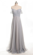 Off the Shoulder Simple Grey Bridesmaid Dresses