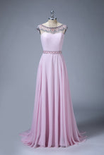 A Line Beading Long Bridesmaid Dresses