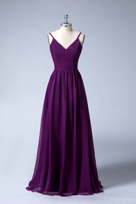 V-Neck Spaghetti Straps Bridesmaid Dresses