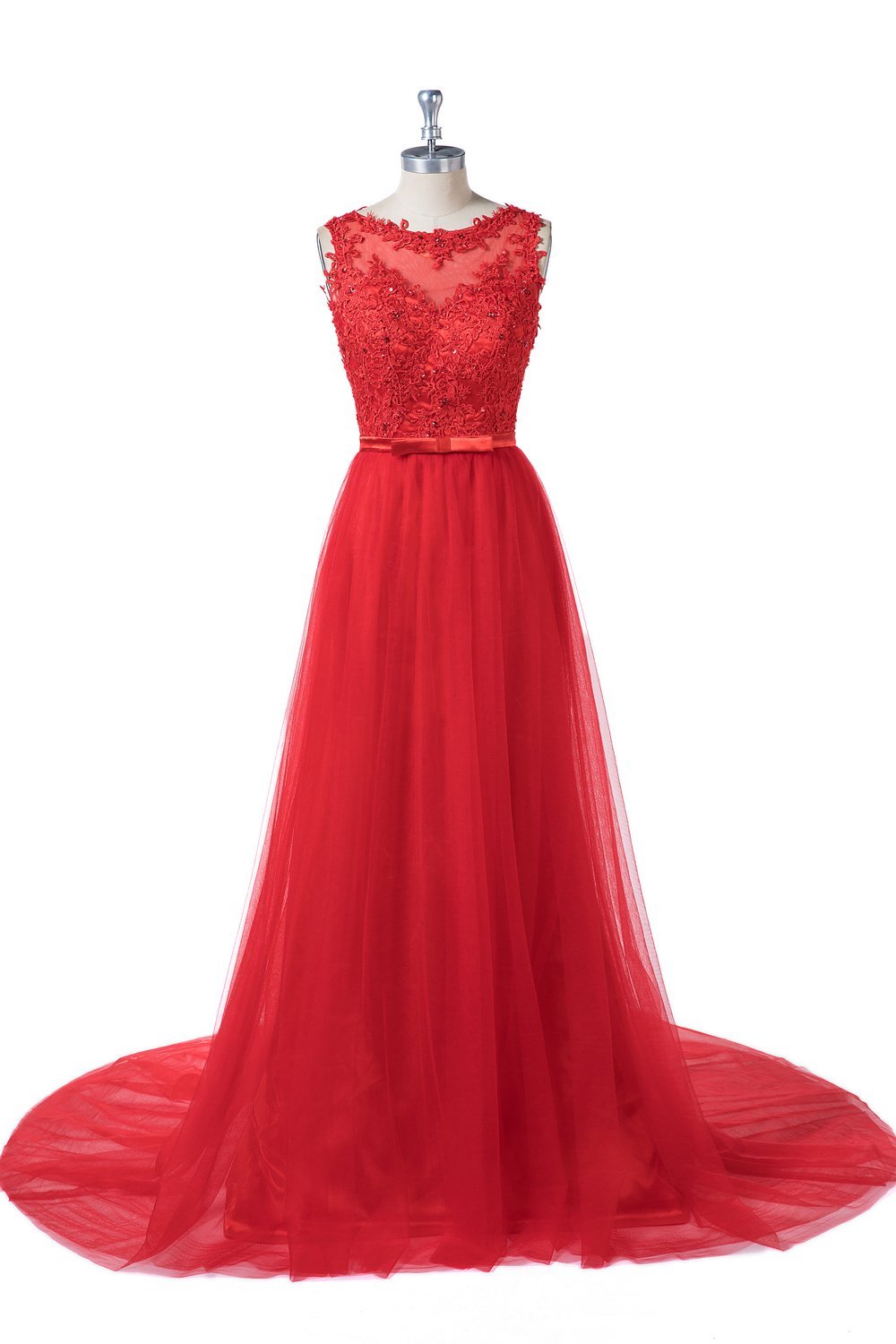 Red Sleeveless Prom Dresses with Beads