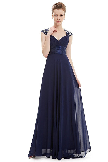 OKdress Chiffon Long Dark Navy Formal Prom Dress