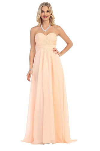 OKDRESS Strapless A-line Sweetheart Long Chiffon Lace-up Bridesmaids Dresses