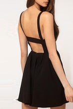 Simple Spaghetti Straps Backless Black Short Homecoming Dress