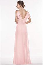 V-Neck Spaghetti Straps Chiffon Bridesmaid Dress Long Formal Evening Gown