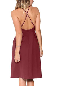 V-Neck Spaghetti Straps Wedding Guest Dress with Pocket