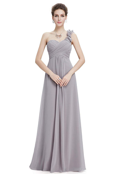 One-Shoulder Empire Waist Floor-Length Bridesmaids Dress