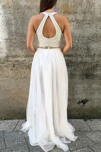 A-line/Princess Chic Halter Tulle Sleeveless Prom Dresses