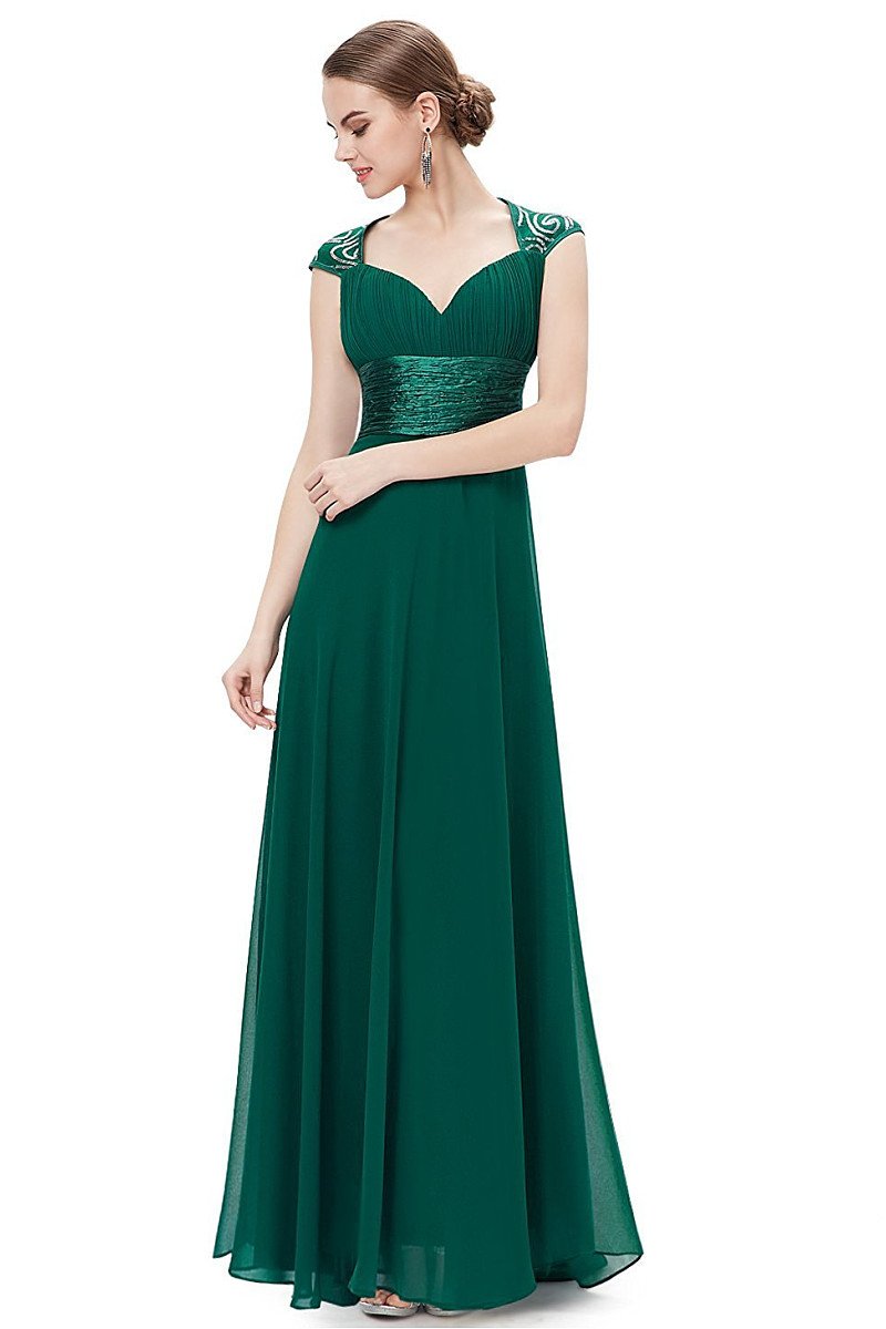 OKdress Chiffon Long Dark Green Formal Prom Dress