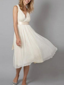 Soft Simple Chiffon V-neck Bridesmaid Dresses
