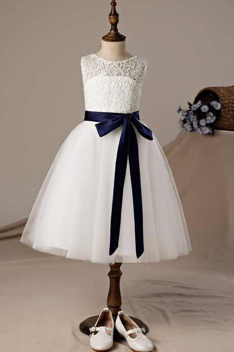 A-line/Princess Tulle & Lace Flower Girl Dresses with Bows