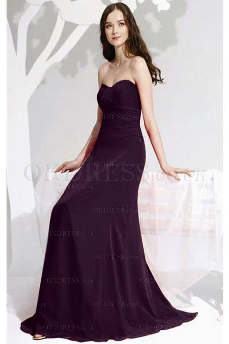 Superior Chiffon Sleeveless A-line Floor-length Purple Bridesmaid Dresses
