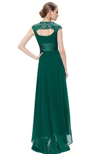 OKdress Chiffon Long Dark Green Formal Prom Dress