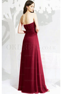 Superior Chiffon Sleeveless A-line Floor-length Red Bridesmaid Dresses